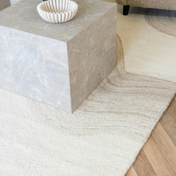 Tapis moderne blanc et brun tufté main motif vague 200x300 cm FEZ