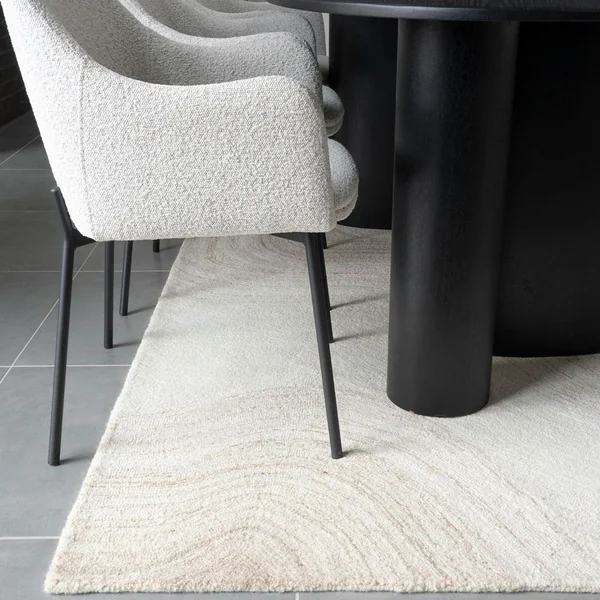 Tapis moderne blanc et brun tufté main motif vague 200x300 cm FEZ