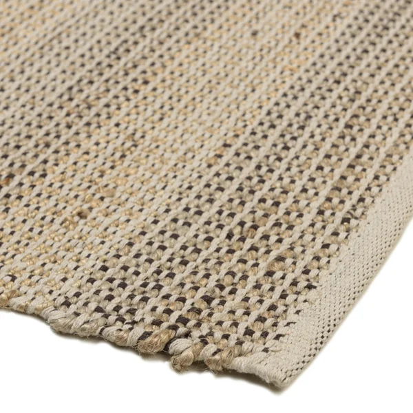 Tapis rectangulaire 160 x 230 cm jute et coton beige / noir