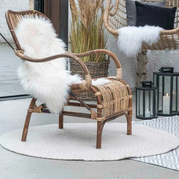 Tapis rond d’extérieur en plastique recyclé Ø120 cm - teinte sable MENDOZA