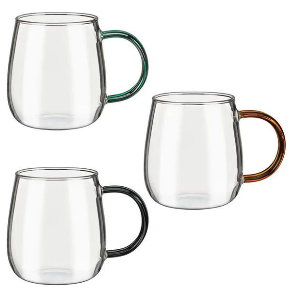 Tasse en verre anse coloree