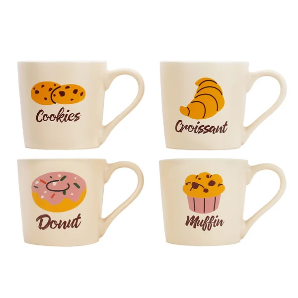 Tasses colorees motif patisserie