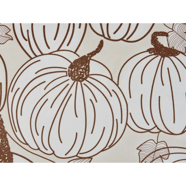 Throw Cushion GOURD Velvet 45 x 45 cm Beige Plant Pattern