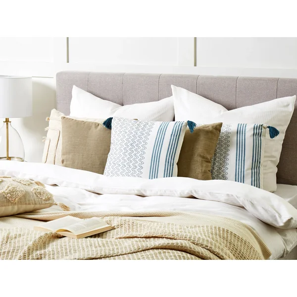 Throw Cushion TILIA Cotton 45 x 45 cm Blue Geometric Pattern