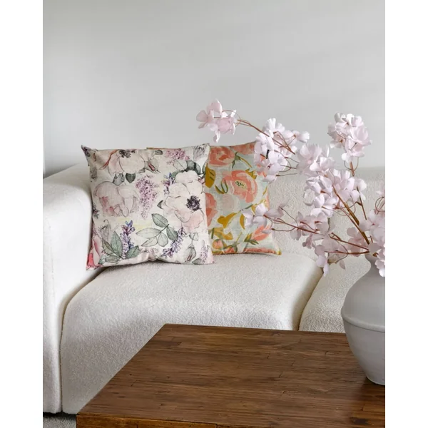 Throw Cushion ZAHRIYE 45 x 45 cm Pink Floral Pattern