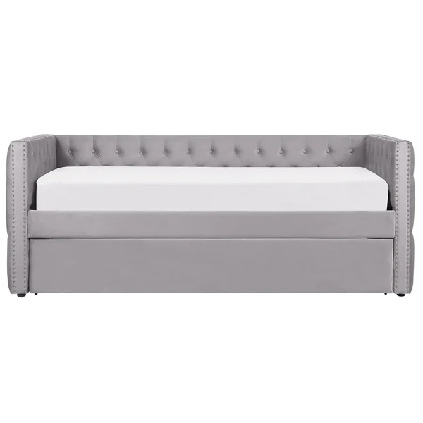 Trundle Bed Velvet GASSIN 90 x 200 cm (EU Single) Grey