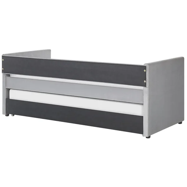 Trundle Bed Velvet TROYES 90 x 200 cm (EU Single) Light Grey