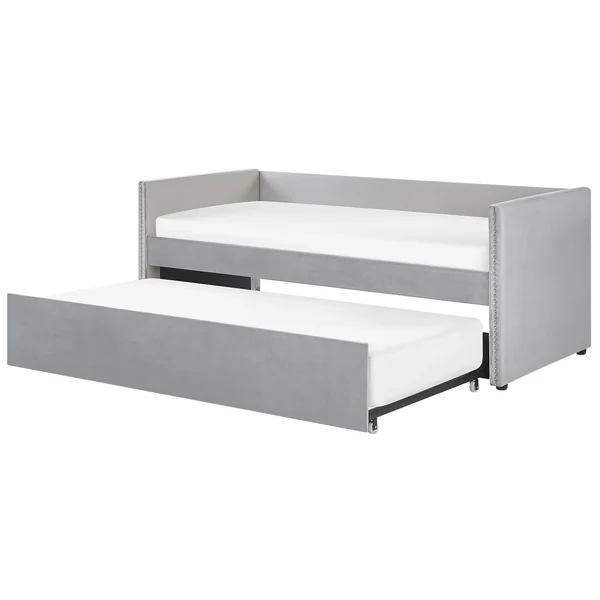 Trundle Bed Velvet TROYES 90 x 200 cm (EU Single) Light Grey