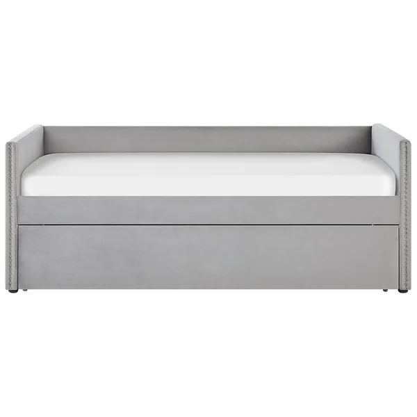 Trundle Bed Velvet TROYES 90 x 200 cm (EU Single) Light Grey