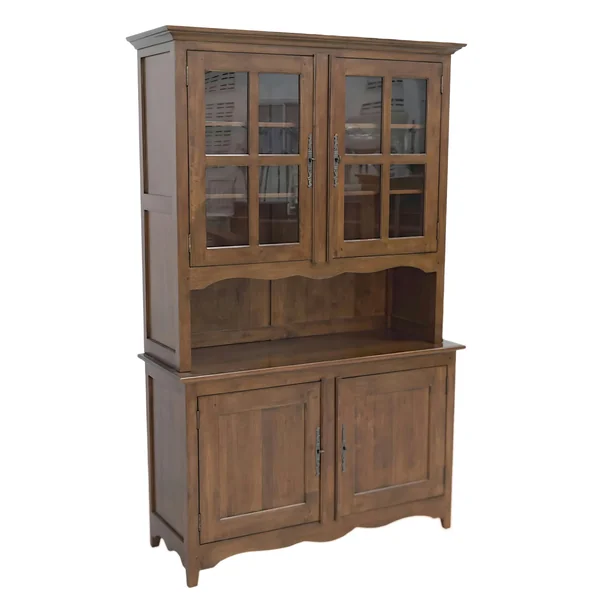 Vaisselier Hévéa 4 portes dont 2 vitrées, 1 grande niche centrale 125x47x200cm TRADITION