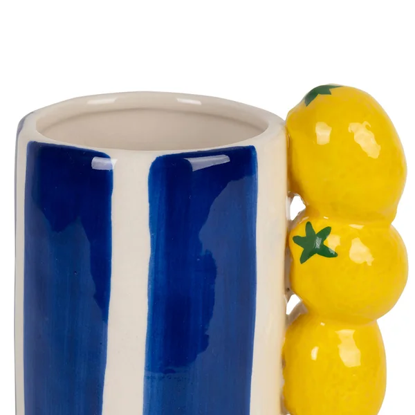 Vase en porcelaine indigo et jaune citron h19cm - Mocoa