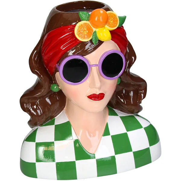 Vase femme châtin multicolore h29cm