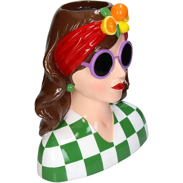 Vase femme châtin multicolore h29cm