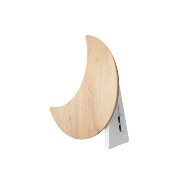 Veilleuse enceinte bluetooth lune en bois blanc chaud 15W BigBen Connected