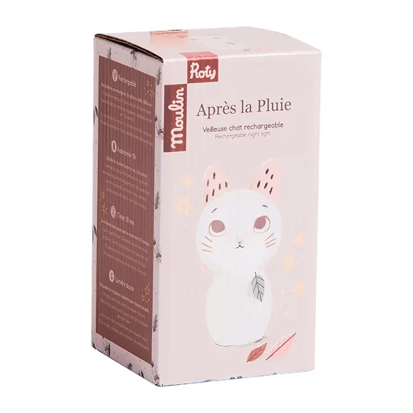 Veilleuse USB chat rose h16cm - Après la pluie