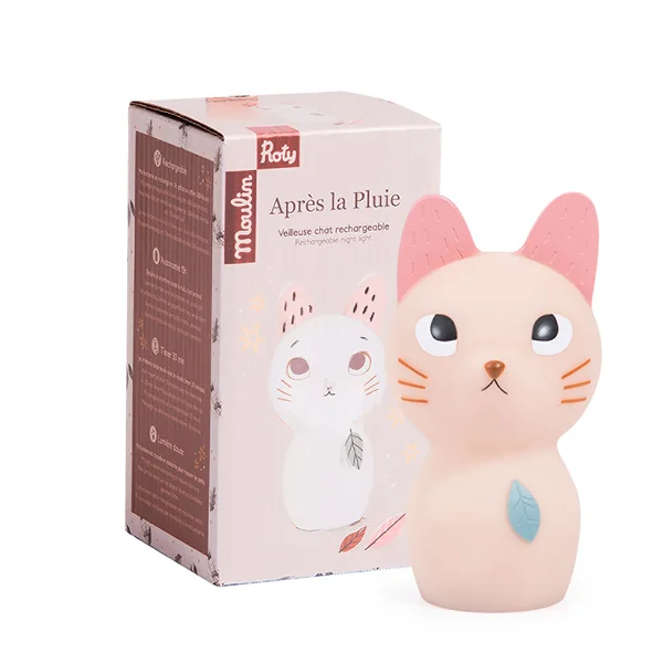 Veilleuse USB chat rose h16cm - Après la pluie