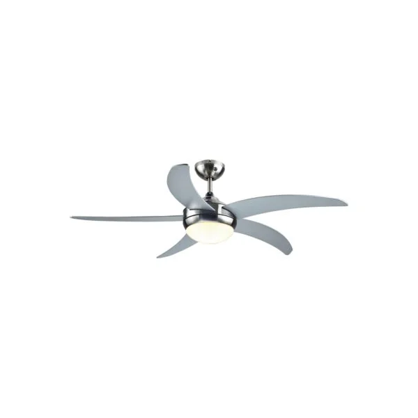 Ventilateur de plafond avec éclairage GoodHome Hanki coloris argent pour pièce de 25 m² Ø.132 cm