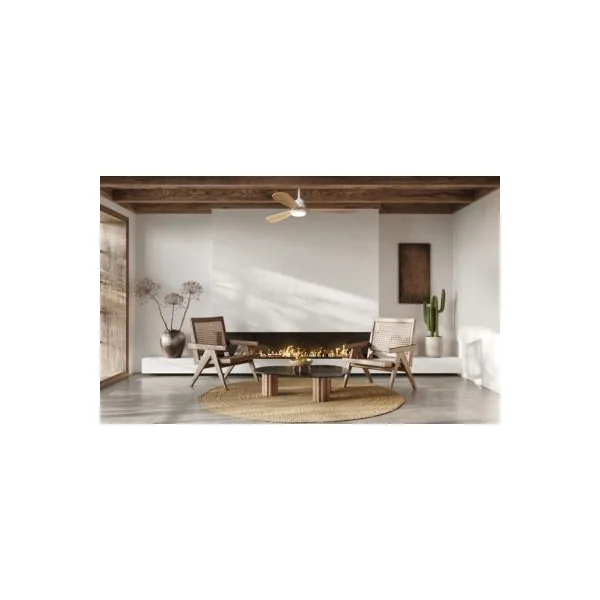 Ventilateur de plafond avec éclairage LED en bois Ø.107cm Seynave Garcia