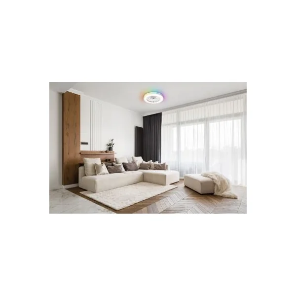 Ventilateur de plafond avec éclairage LED RGB blanc Ø.46 cm Seynave Sergio