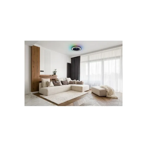 Ventilateur de plafond avec éclairage LED RGB noir Ø.46 cm Seynave Sergio