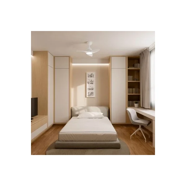 Ventilateur de plafond éclairage LED et télécommande, silencieux Ø76cm blanc Sulion