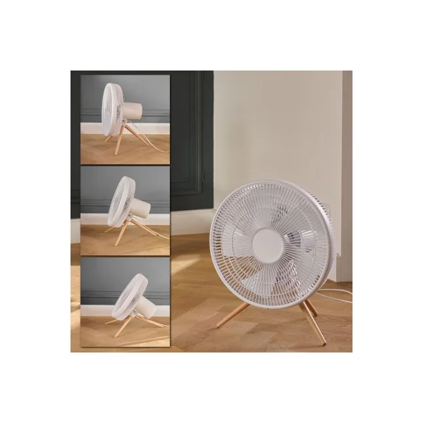 Ventilateur de table Bodner BDF50-40W - 3 vitesses - blanc pieds en bois