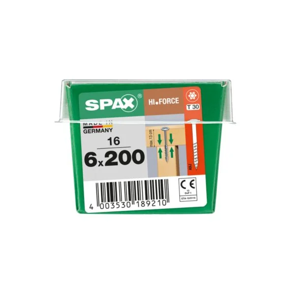 Vis à bois Hi.force torx Spax wirox 6x200 mm - 16 pièces