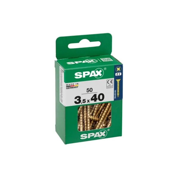 Vis à bois Spax torx pz jaune 3.5X40 mm - 50 pièces