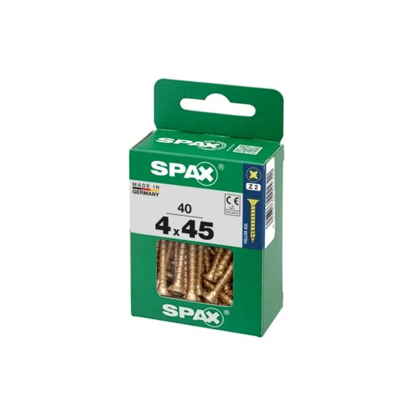 Vis à bois Spax torx pz jaune 4x45 mm - 40 pièces