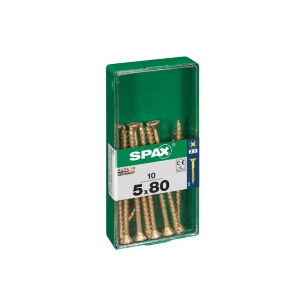 Vis à bois Spax torx pz jaune 5x80 mm - 10 pièces