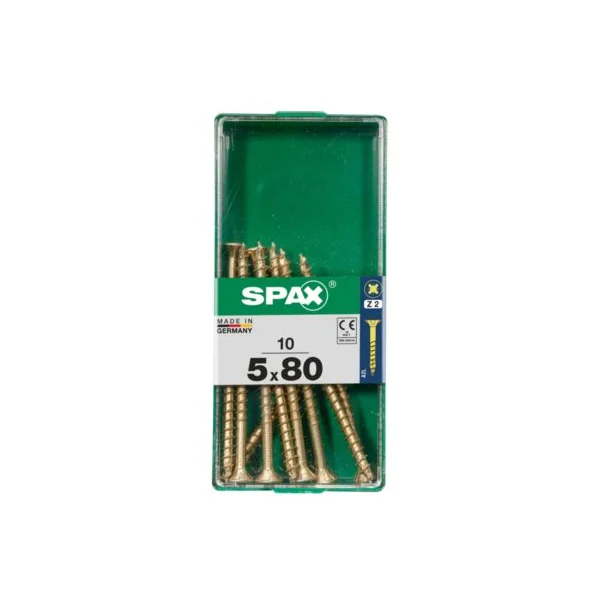 Vis à bois Spax torx pz jaune 5x80 mm - 10 pièces