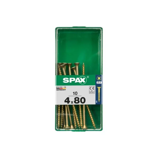 Vis à bois torx pz Spax jaune 4x80mm - 10 pièces