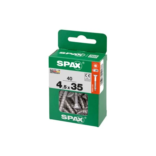 Vis à bois tête fraisé torx Wirox Spax 4,5x35mm - 40 pièces