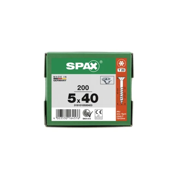 Vis à bois tête fraisée Spax Wirox torx 5 x 40 mm filetage partiel - 200 pièces