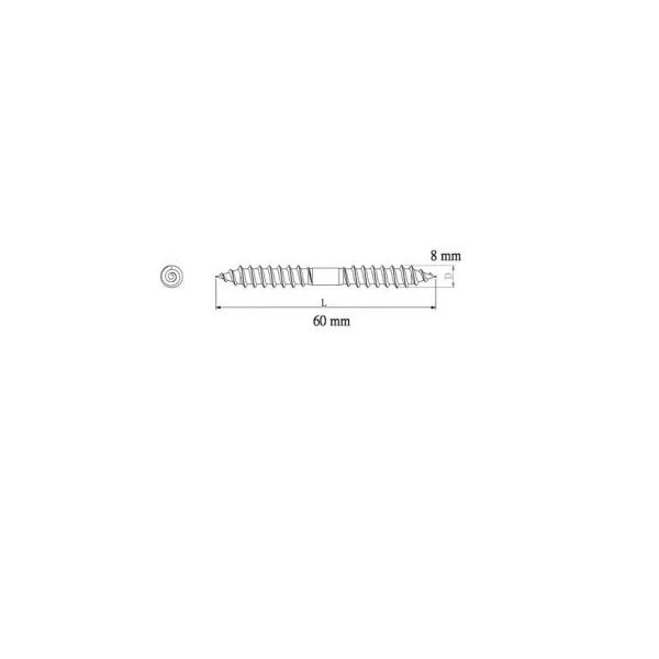 Vis à double filetage (bois/bois) 8x60 zingués mm - 5 pièces