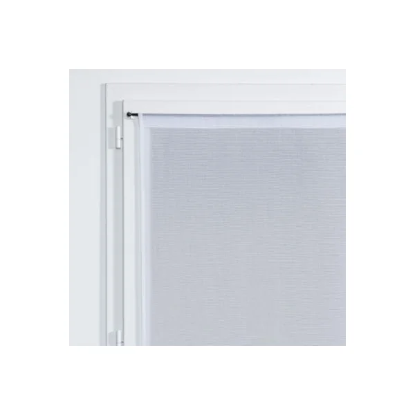 Vitrage tamisant Huka coloris blanc-gris H.160 x l.60cm