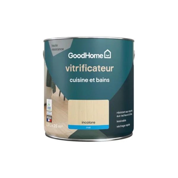 Vitrificateur cuisine et bains GoodHome mat incolore 2,5L