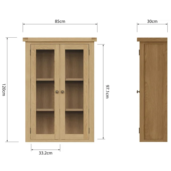 Vitrine en bois clair PUERTO (uniquement pour Petit buffet en bois clair 85 cm PUERTO)