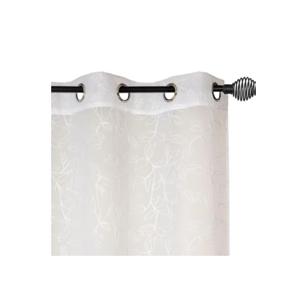 Voilage à œillets étamine broderie feuilles blanc L.240 x l.140cm Dylrev