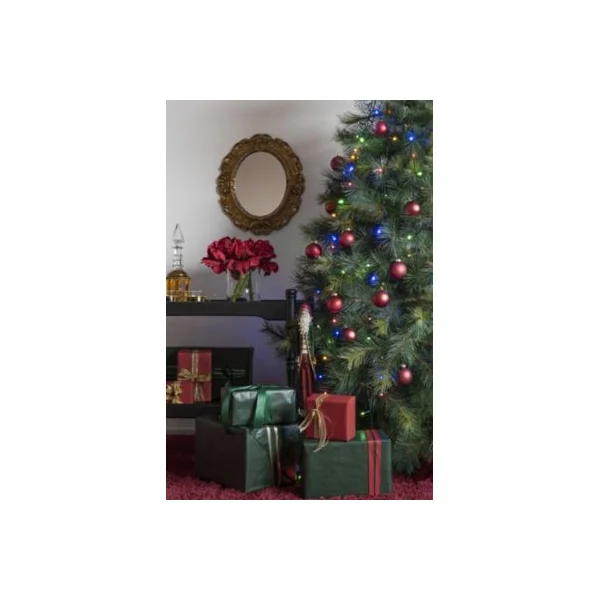 Voile de sapin LED interieur multicolore cable vert foncé